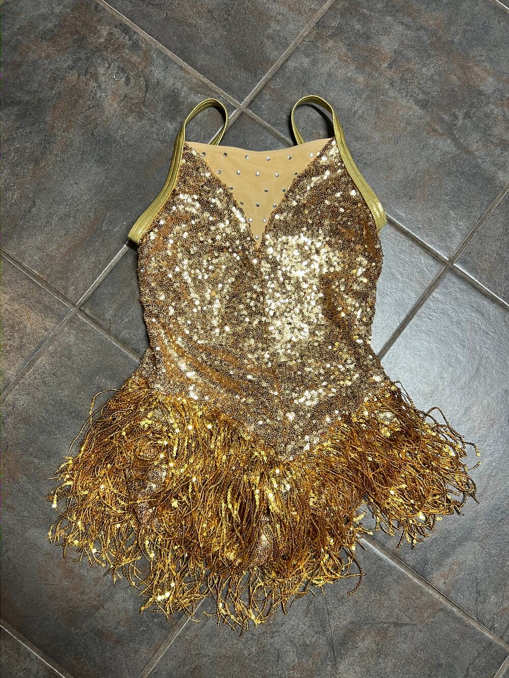 WEISSMAN GIRLS GOLD SWING CHARACTER LEOTARD SIZE 10/12
